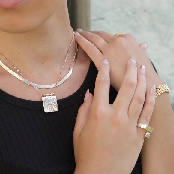 Gold Double Layered Evil Eye Necklace - Picture 3 of 9